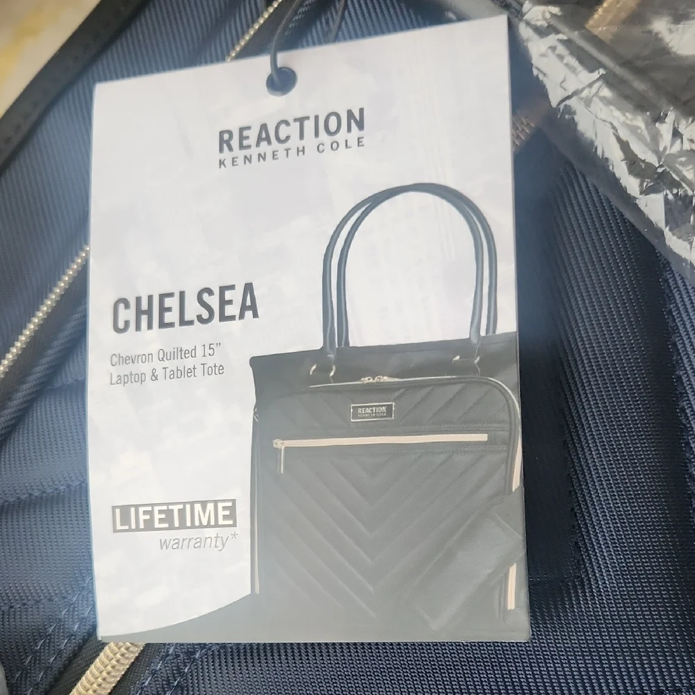 Kenneth Cole Reaction Navy Quilted Chevron Tote - Picture 8 of 10